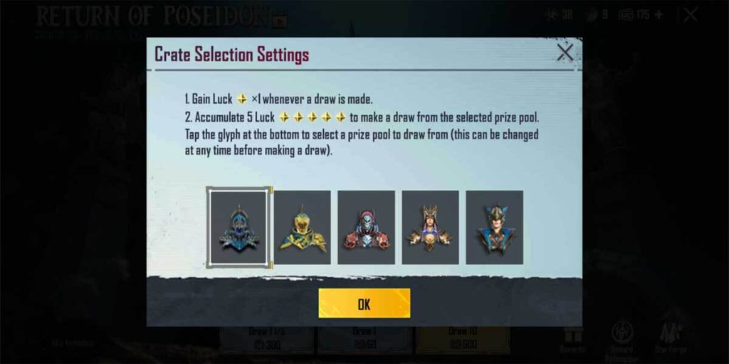5 types of crates in return for the Poseidon event. 