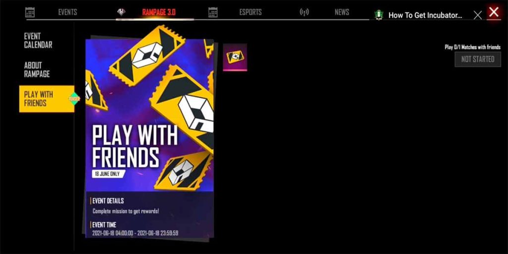 Events in the Free fire with free custom cards.