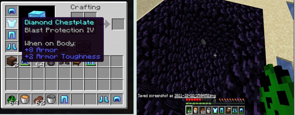 Blast protection IV enchantment for armor in Minecraft
