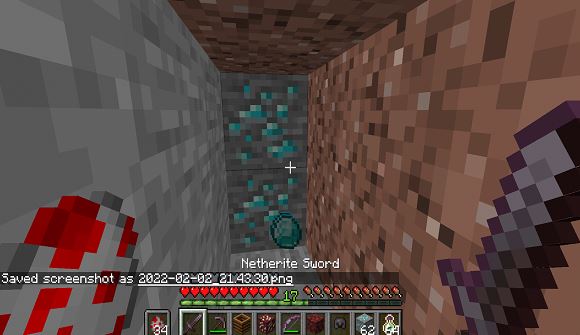 Mining diamond ore in Minecraft for exp points