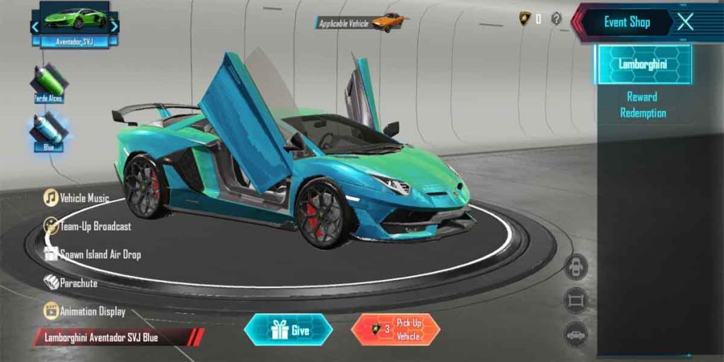 Lamborghini skins in Pubg Mobile/BGMI