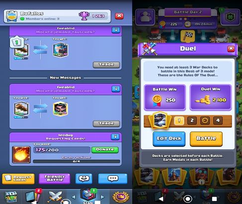 Making gold by playing clan wars in Clash Royale