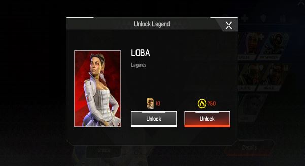 Unlock loba in Apex legends mobile