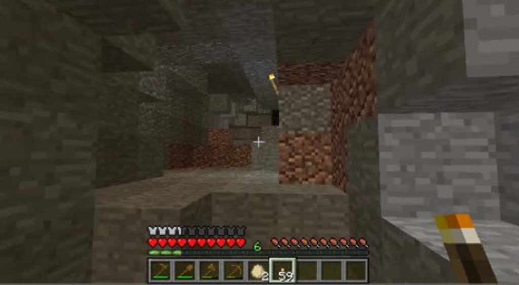 The final of crafting the torch is liting the fire on the stick by using the coal.
The coal are found in the underground of the Minecraft world.