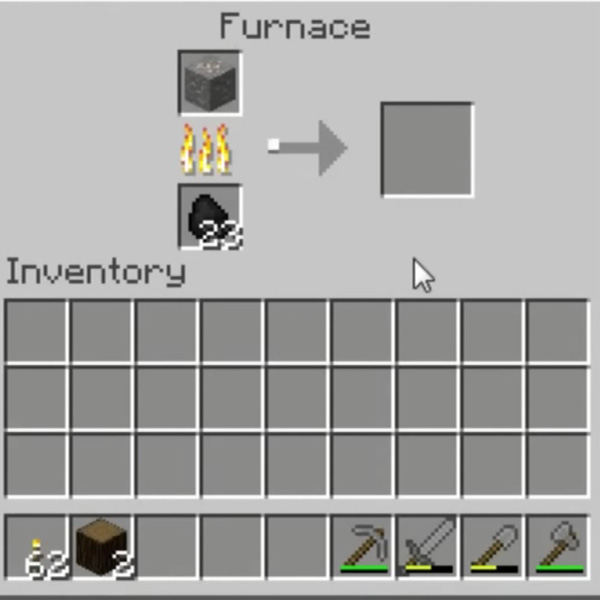 The photo is about the procedure to smelt a item to make a iron ingot in the Minecraft.