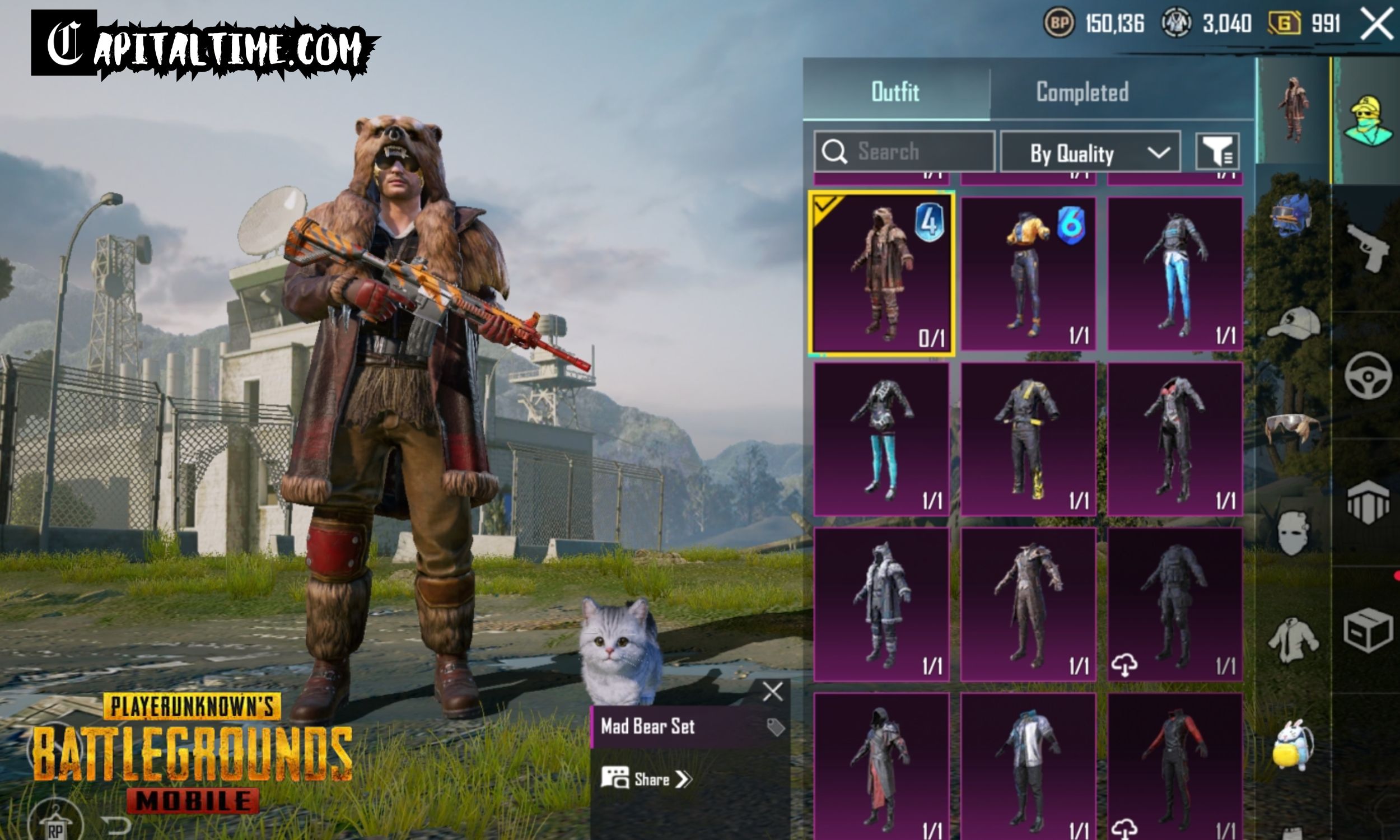 The mad bear set in pubg mobile: a Season 4 outfit