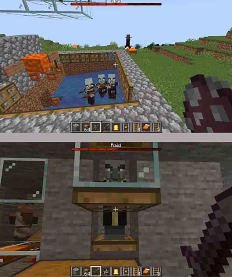 Evoker spawn in the raid farm in Minecraft